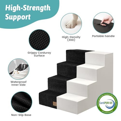 Dog Stairs for Small Dogs (Black / 15.7x23.6x17.7 inch)