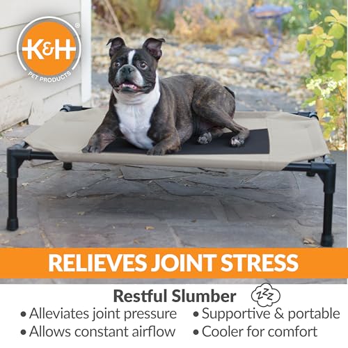K&H Outdoor Elevated Dog Bed (Taupe/Black Mesh / Medium 32"L x 25"W)