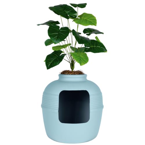 Original Hidden Litter Box Planter (Broad Leaf Philodendron / Base Kit / Coastal Blue)