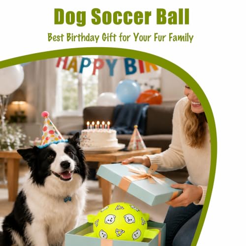 Dog Soccer Ball with Straps (Yellow / Medium-6 Inch)