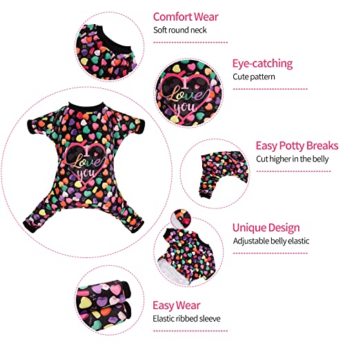 Small Dogs Outfit Soft Puppy Onesies Pjs Dog Pajamas Pet Coat Cat Apparel Comfy Doggie Jumpsuit Bodysuit for All Seasons (I love u / Medium)