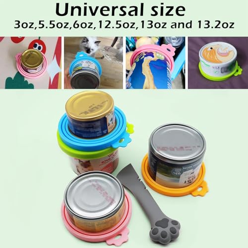 Food Can Spoon & Lids (4-Pack + Grey Spoon)