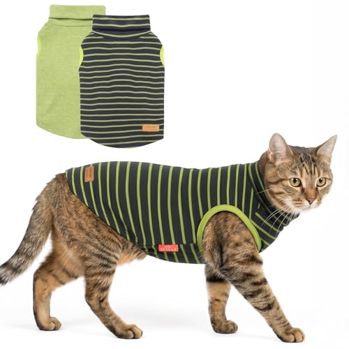 2Pack Dog Sweater for Small Dogs Soft Pet Coats Fleece Sweatshirt (Small (4-7lbs) / 4# Stripe+Green)