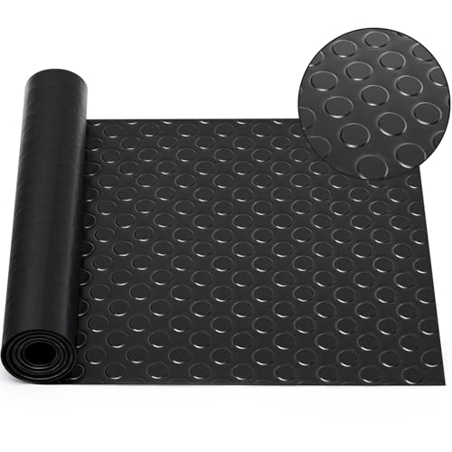 16 in x 10 ft Rubber Flooring Rolls Mats (Coin Plate / 16 in x 10 ft / Black)