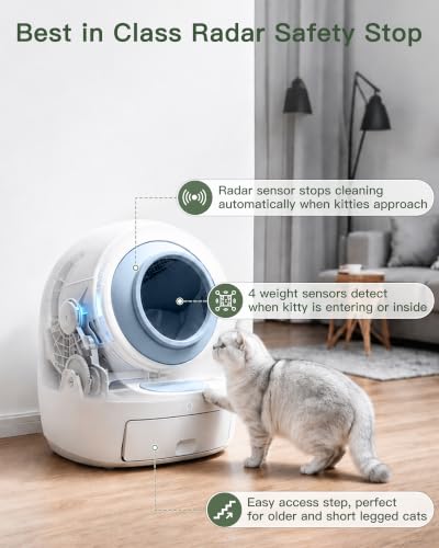 Casa Leo Automatic Self Cleaning Cat Litter Box Bundle with App Control (Baby Blue)