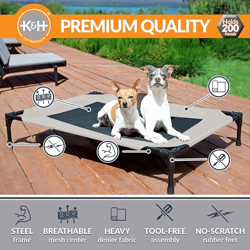 K&H Outdoor Elevated Dog Bed (Taupe/Black Mesh / Medium 32"L x 25"W)