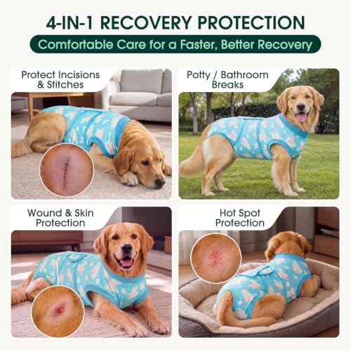 Recovery Suit for Dogs Cats (M (Back:13.4-16.1'', Weight:14-25 Lb) / Cloud Piglet)