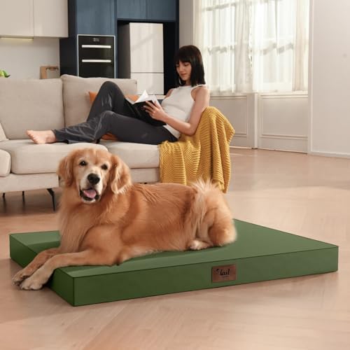 Orthopedic Waterproof Dog Bed for Small Dogs and Cats (Amy Green / 29.0"L x 18.0"W x 3.0"Th)