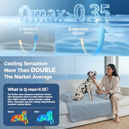 Large Dog Cooling Bed for Sofa (Light Blue / 41"L x 37"W x 5"Th)