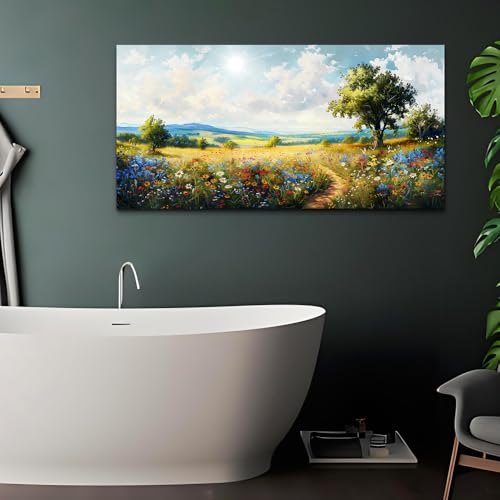 Nature Field Scenery Abstract Painting Framed Wall Art For Living Room Bedroom Wall Decor Pictures Artworks Modern Wall Decorations For Office Canvas Prints Home Art Decor Ready To Hang (40"L x 20"W / Field Scenery Wall Painting)