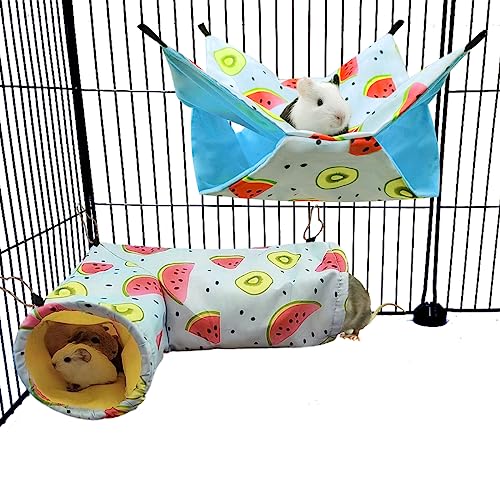 Large Caliber Guinea Pig & Rat Tunnel Hideout & Hammock (3. Hammock&Tunnel-watermelon)