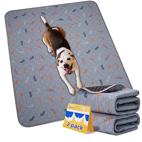Washable Pee Pads for Dogs Extra Large 36" x 72" 2 (Leaves - Light Grey / 36x72 Inch (Pack of 2))
