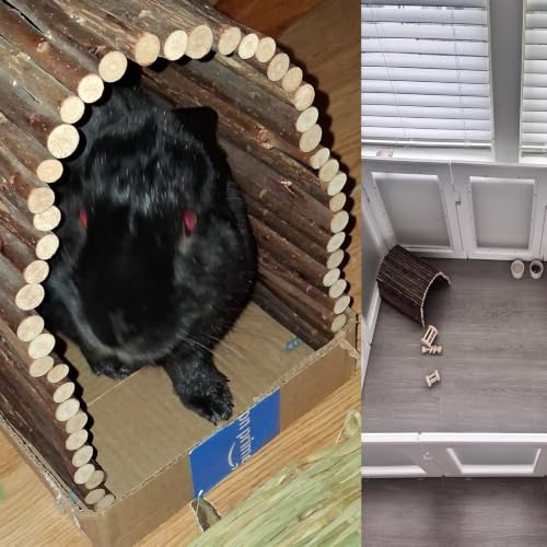 Rabbit Bridge Wooden Hamster Climbing Tunnel Bunny Extra Large Ladder Wood Flexible Hideout for Guinea Pig Chinchilla Ferret Hedgehog Rat Squirrel and Other Rodents (XL (26.0 x 16.0 inches))