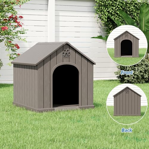 Dog House Outdoor with Elevated Floor (Grey1 / 26''L × 24''W × 26''H)