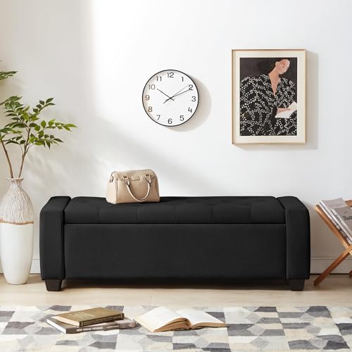 48" Ottoman with Storage (Black / 19.7"D x 48"W x 16.9"H)
