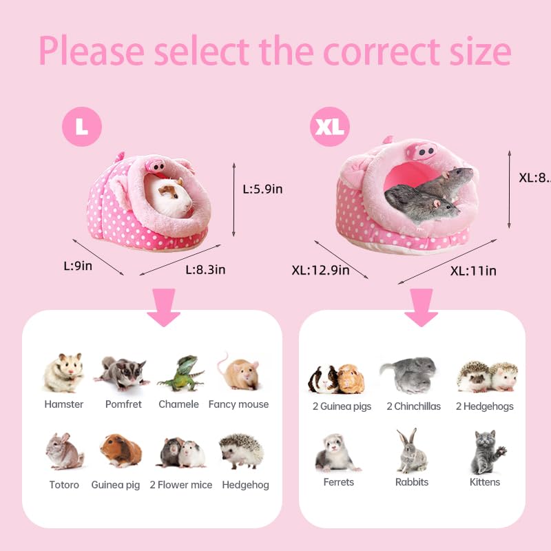 Guinea Pig Bed House & Hideout for Rat Bearded Dragon Hedgehog Ferret to Sleep and Hide (X-Large / 3.Pig)