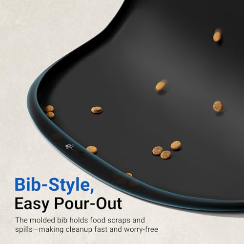Dog Food Mat Silicone Waterproof Feeding Mat (24"L x 17"W / Black)