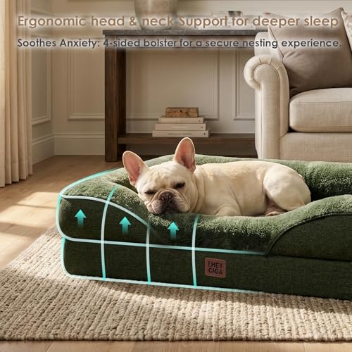 Orthopedic Dog Bed for Medium Dog (Dark green / 35x22x6.5)