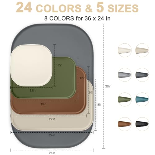Waterproof Silicone Pet Food Mat with Raised Edge for Dog & Cat (Dark Grey / 36"L x 24"W)