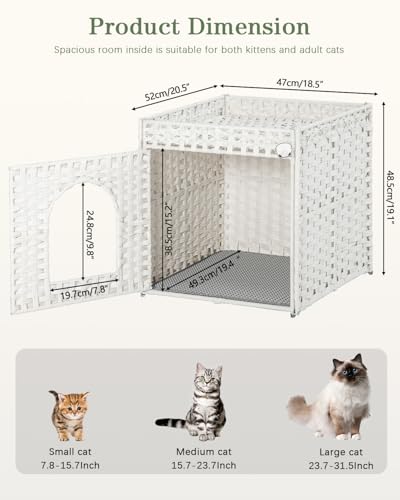 Cat Litter Box Enclosure Furniture (White / Standard)