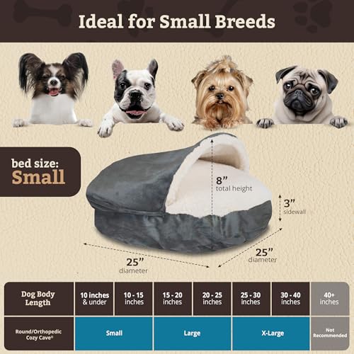 Cozy Cave Dog Bed (25.0"L x 25.0"W x 8.0"Th / Anthracite)