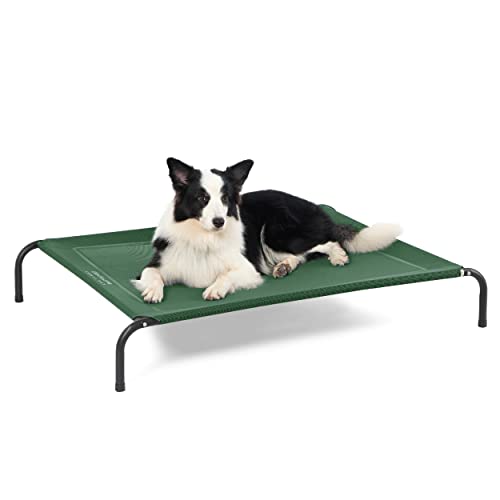 Outdoor Elevated Cooling Dog Bed Large Sized Dog (Green / 49"L x 31.5"W x 8"Th)
