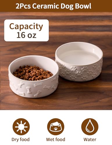 Ceramic Dog Bowl Set of 2 (5.1 in-Small)