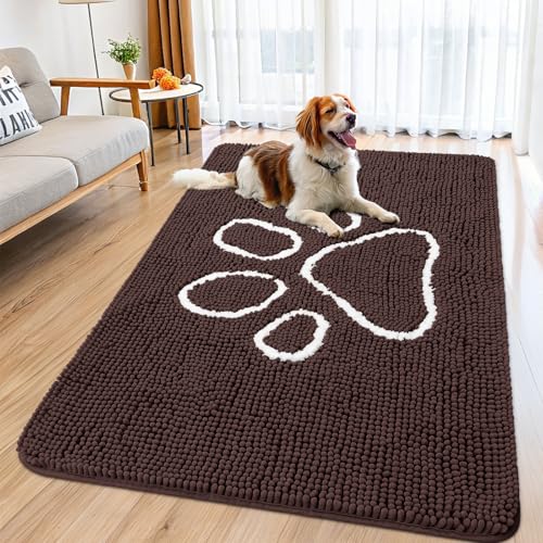 Dog Door Mat for Muddy Paws (59"X32" / Brown and White)