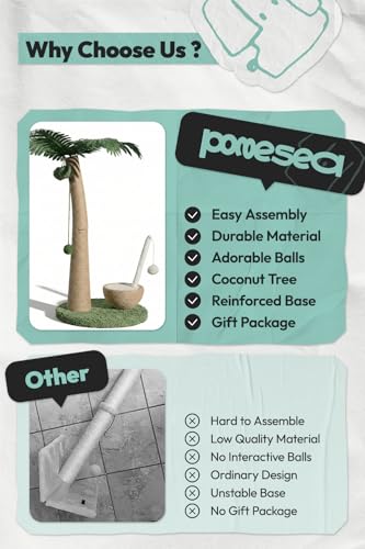 33" Tall Cat Scratching Post (Coconut Fruit & Straw - M)
