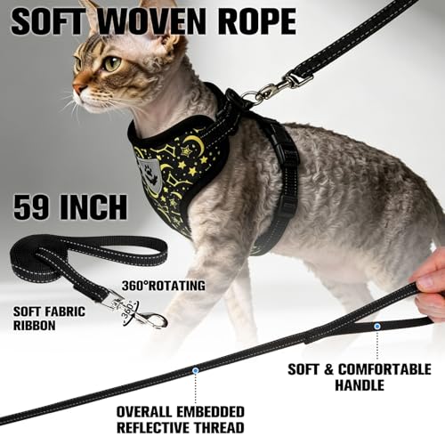 Escape Proof Cat Harness and Leash Set (Star-moon / Small)