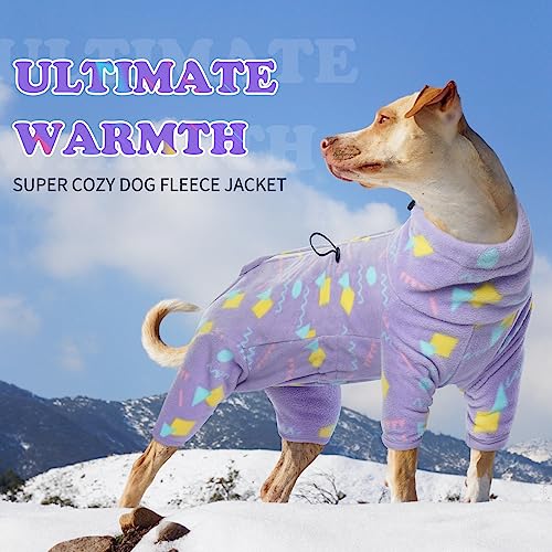 Dog Fleece Jumpsuit Large (2XL / Purple-geometry)
