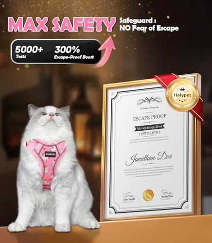 Cat Harness and Leash Set[MAX Safety 4th (H603 Pro Pink Unicorn / Medium (13-18lb))