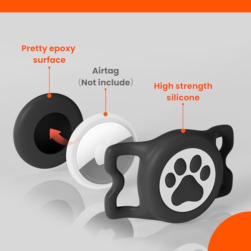Waterproof Airtag Dog Collar Holder for Apple Air Tag (Black)