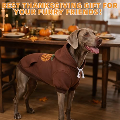 Fall Dog Clothes Thanksgiving Pet Hoodie Sweater for Large Dogs (Brown / Medium)
