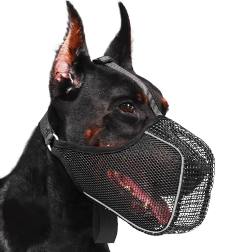 Patented Mesh Dog Muzzle with Panting Room for Large Medium Dogs (Black / XS [Snout Cir: 7.5-8.25"])