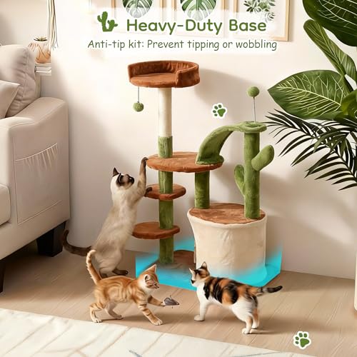 Cactus Cat Tree for Indoor Cats (Brown-1)