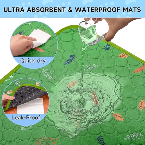Washable Pee Pads for Dogs Extra Large 48" x 60" 2 (Leaves - Green / 48x60 Inch (Pack of 2))