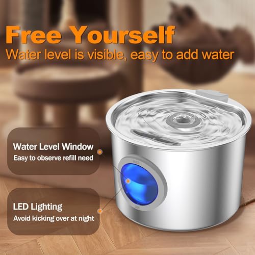 Cat Water Fountain Stainless Steel with 3