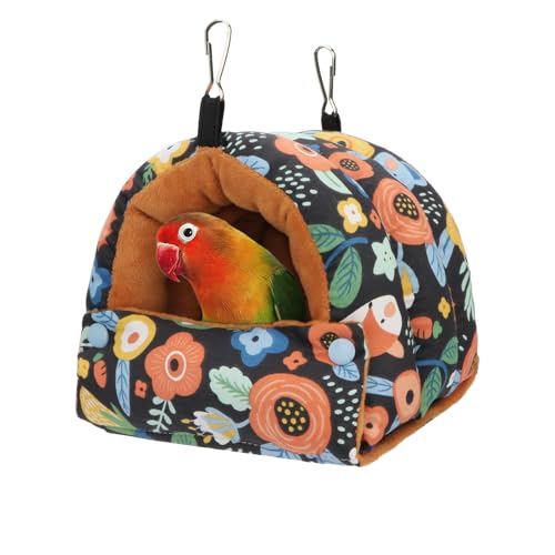 Bird Nest House Winter Warm Snuggle Hut Bird Bed Hanging Hammock for Parrots Budgies Parakeets Caique Senegal Cockatiels Conures (Small / Black)