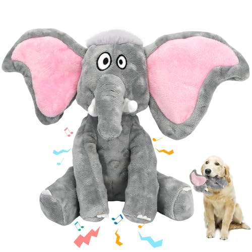 Plush Large Dog Toys with Squeaker and Crinkle Paper (Elephant)