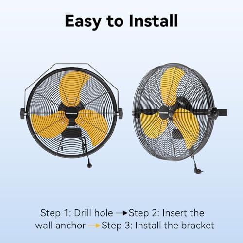 2PCS 18 Inch Wall Fan Pro Series (Yellow / 18 inch x 2)