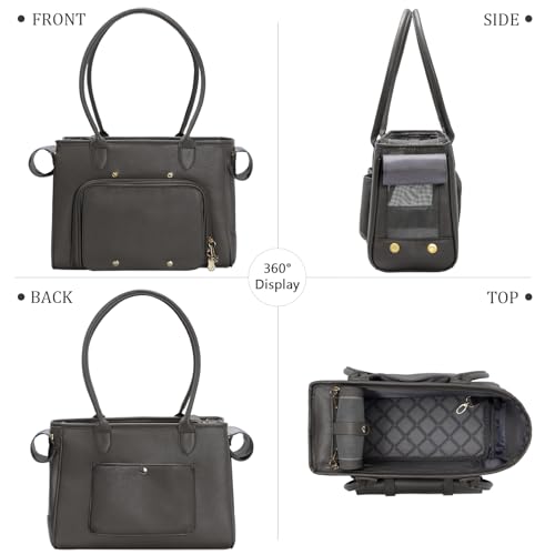 Fashion Pet Carrier Purse for Small Cat and Dog (Black / 13.6"L x 6"W x 10.0"H)