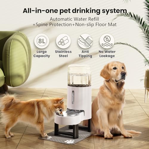 Gravity Dog Water Bowl Dispenser (White / 8L+Stand+Mat)