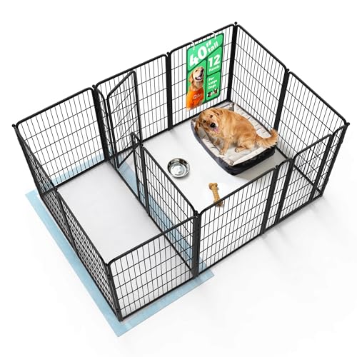 Homeplus Indoor Dog Playpen with Divider Connectors (Black / 40"H)