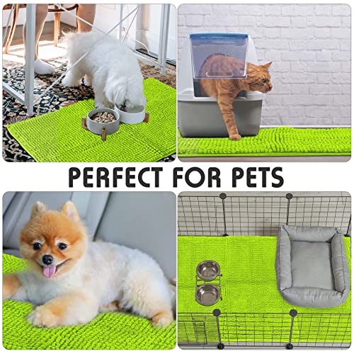 4 Pcs Guinea Pig Cage Liner (Green / 16 x 24 Inch / Low Pile Chenille)