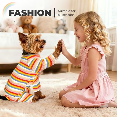 Striped Dog Pajamas Stretchy Cute Four (Yellow / X-Small)