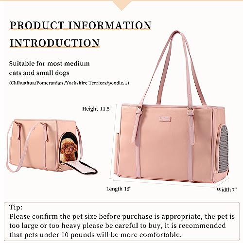 Fashion Dog Purse Pet Carrier Leather Bag for Small Dogs Cats Puppy (Pink)