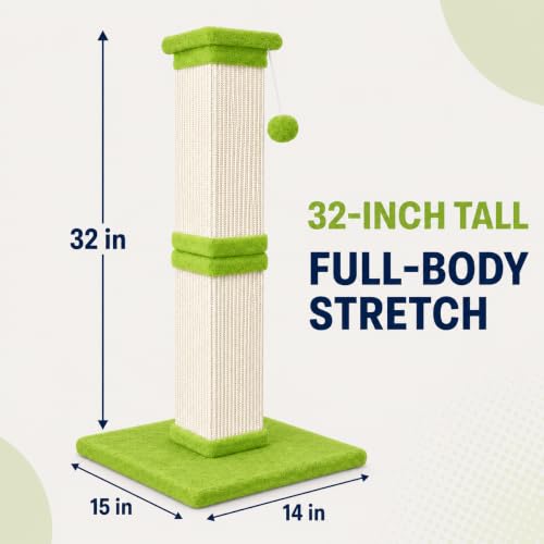 Vertical Cat Scratching Post for Indoor Cats (Green)