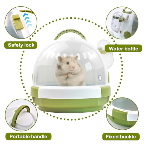 Hamster Carrier Cage with Water Bottle (【Green】)