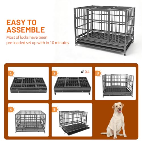 47 Inch Heavy Duty Dog Crate (47.0"L x 30.0"W x 35.0"H)